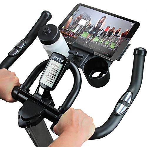 gridinlux. Trainer Alpine 7000. Bicicleta Spinning Pro Indoor. Volante de Inercia 15 kg, Nivel Avanzado, Sistema de Absorción de Impactos, Pantalla LCD, Fitness