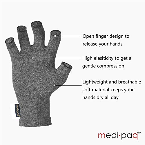 Guantes Anti-Artritis Medipaq® (Par) – Ofrecen Calor Y Compresión Para Ayudar A Aumentar La Circulación Reduciendo El Dolor Y Promover La Sanación (1 Par (Mediano))