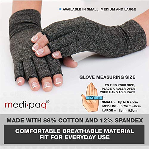 Guantes Anti-Artritis Medipaq® (Par) – Ofrecen Calor Y Compresión Para Ayudar A Aumentar La Circulación Reduciendo El Dolor Y Promover La Sanación (1 Par (Mediano))