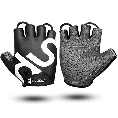 Guantes de Ciclismo Medio Dedo Unisex Guantes de Bicicleta sin Dedos con Relleno Antideslizante para MTB, Ciclismo de Carretera, Gimnasio, Crossfit y Levantamiento de Pesas M