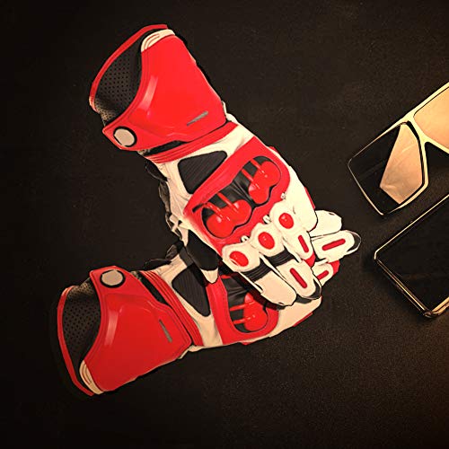 Guantes de Moto,Men Outdoor Motorbike Waterproof Gloves Motocicleta Full Finger Touch Screen Racing Motocross Guantes,para Bicicleta, Escalada,Motocross y Otros Deportes al Aire Libre (Rojo, L)