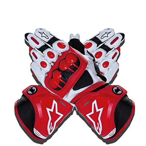 Guantes de Moto,Men Outdoor Motorbike Waterproof Gloves Motocicleta Full Finger Touch Screen Racing Motocross Guantes,para Bicicleta, Escalada,Motocross y Otros Deportes al Aire Libre (Rojo, L)