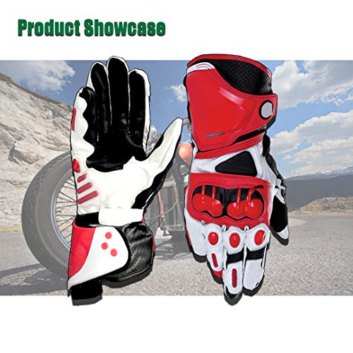 Guantes de Moto,Men Outdoor Motorbike Waterproof Gloves Motocicleta Full Finger Touch Screen Racing Motocross Guantes,para Bicicleta, Escalada,Motocross y Otros Deportes al Aire Libre (Rojo, L)