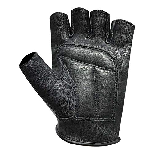 Guantes de Piel de Cordero Completamente Acolchados con Medios Dedos para Conductores de Autobús, Usuarios de Silla de Ruedas, para Gimnasio - Color Negro - 312 - Chica