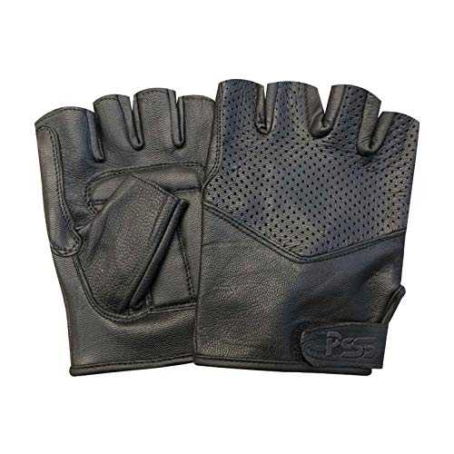 Guantes de Piel de Cordero Completamente Acolchados con Medios Dedos para Conductores de Autobús, Usuarios de Silla de Ruedas, para Gimnasio - Color Negro - 312 - Chica