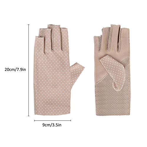 Guantes de Protección UV Solar de Mujeres 2 Pares Guantes Cortos para Conducir sin Dedos Antideslizantes Verano Primavera al Aire Libre para Chicas Equitación, Ciclismo, El Golf Exteriores