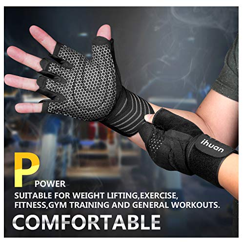 Guantes entrenamiento gimnasio levantamiento de pesas con muñequera para hombres, mujeres, protección completa de la palma para levantamiento de pesas, entrenamiento, fitness, suspensión, pull ups