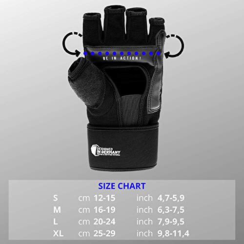 Guantes MMA Profesionales de Martial - Calidad Profesional - Fabricación según elevados estándares - Boxeo, Entrenamiento, Saco de Arena, Saco de Boxeo, Freefight, Agarre, Artes Marciales - Negro