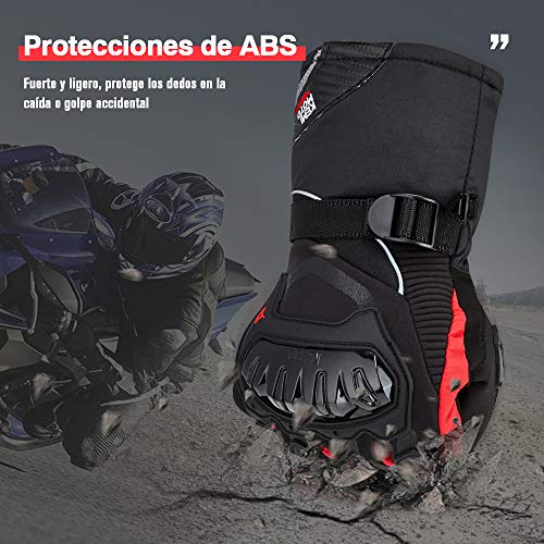 Guantes Moto 2KP Homologados para Invierno, Guantes Impermeables de Moto con Pantalla Táctil, Guantes Protectores de Motociclismo de Dedo Completo para Invierno