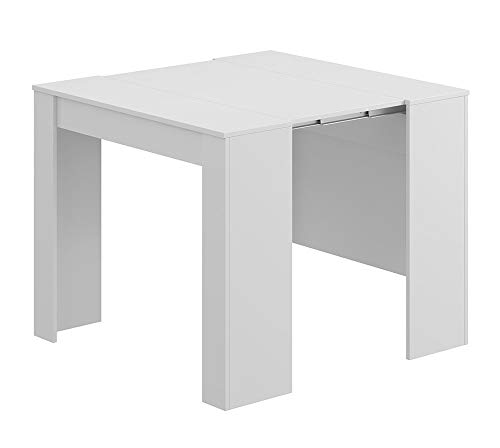 Habitdesign - Mesa de Comedor Consola Extensible, Mesa para Salon recibidor o Cocina (Blanco Brillo)