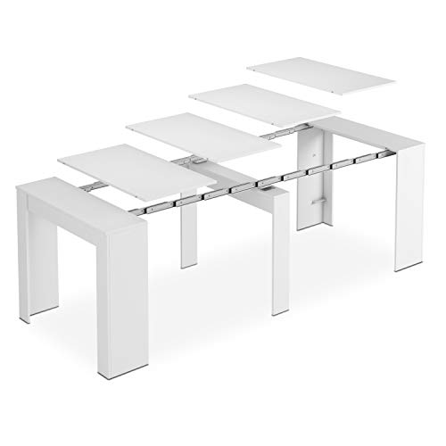 Habitdesign - Mesa de Comedor Consola Extensible, Mesa para Salon recibidor o Cocina (Blanco Brillo)