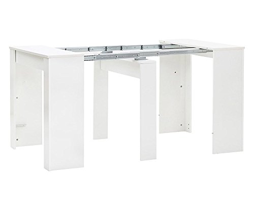 Habitdesign - Mesa de Comedor Consola Extensible, Mesa para Salon recibidor o Cocina (Blanco Brillo)