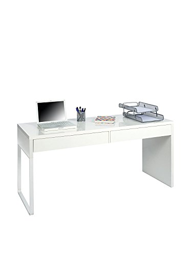 Habitdesign Mesa Escritorio con 2 Cajones, Mesa de Despacho, Mesa de Oficina, Modelo Touch, Color Blanco Artik, Medidas: 138 cm (Ancho) x 50 cm (Fondo) x 75 cm (Alto)