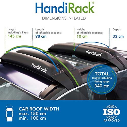 HandiRack - Barras de baca universales e inflables (negras) - Transporte de carga para techo - Se adapta a la mayoría de coches