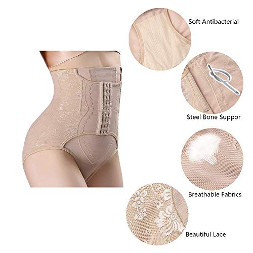 HanFashion Faja Reductora Postparto Braguitas Adelgazantes Abdomen Ropa Interior Lencería Moldeadora Shapewear Body Shaper Panty Mujer Cintura Alta sin Costuras Braguitas Moldeadoras (L, Albaricoque)