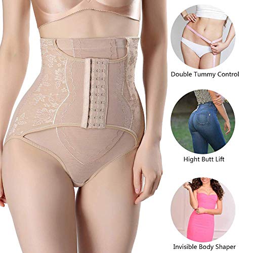 HanFashion Faja Reductora Postparto Braguitas Adelgazantes Abdomen Ropa Interior Lencería Moldeadora Shapewear Body Shaper Panty Mujer Cintura Alta sin Costuras Braguitas Moldeadoras (L, Albaricoque)