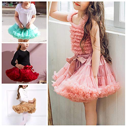 Happy cherry - Vestido de Tutú de Fiesta para Niñas Falda Corta de Tul Suave con Volantes para Danza de Ballet para Princesa Cosplay Partido para Bebés Niña de 3-4 Años - Rosado