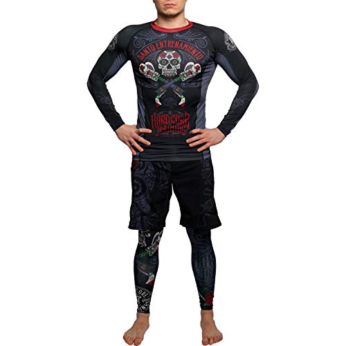 Hardcore Training Rashguard Camisa de Compresión Hombre Manga Larga MMA BJJ No-Gi (m, Plum)