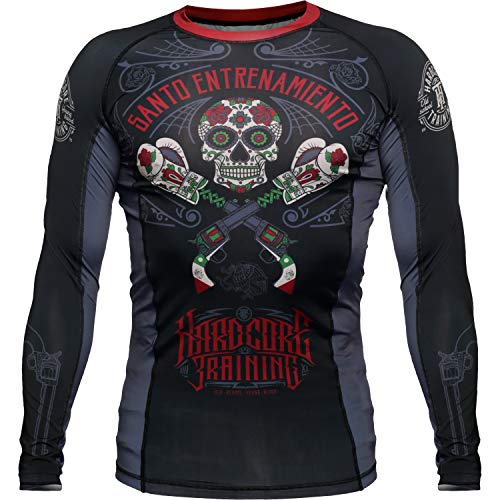 Hardcore Training Rashguard Camisa de Compresión Hombre Manga Larga MMA BJJ No-Gi (m, Plum)