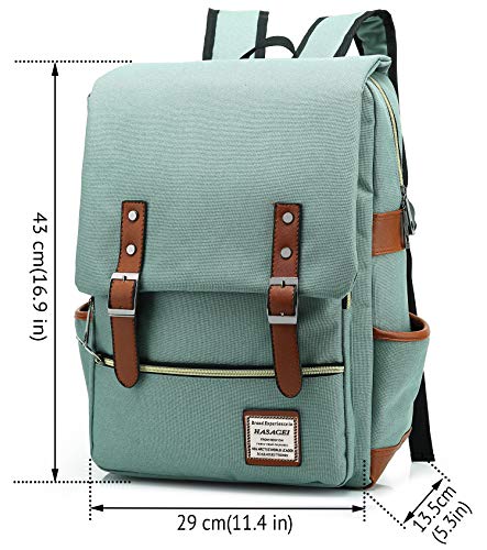 HASAGEI Mochila Casual de Lona Mochila del Ordenador Portátil Mochila Escolar Vuelta al Cole para Hombre y Mujer (Verde)