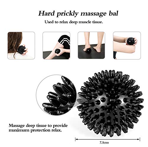 HBselect Rodillo Masaje Kit Rulo Masaje,Bola, Pelota Masaje,Bandas De Resistencia Fitnes,Rollo Masaje para Muscular Pies y Espalda Pierna Fitness