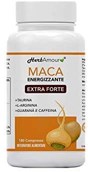 Herbamour Maca | 180 Capsulas Por 6 Meses De Alta Dosis En E.S. + L-Arginina + Vitamina B6 + Zinc + Taurina + Guaraná + Maca Peruana Con Extracto De Maca Andina | Proporción 10:1 | Calidad Italiana