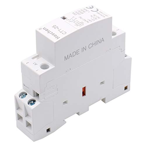 Heschen Contactor de CA del hogar CT1-25 2 polos dos normalmente abiertos 220V/230V Voltaje de la bobina 35 mm Montaje en riel DIN