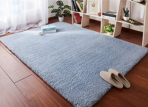 HETOOSHI Alfombra Salon Grandes Shaggy - Alfombras Dormitorio Modernas Pelo Largo Lavables - para Comedor, Dormitorio, Pasillo y Habitación Juvenil (Gris Azulado, 80 x 120 cm)