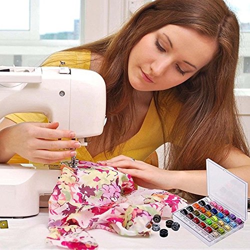 Hilos Coser Maquina,Bobinas y Hilo de Coser 36 piezas Colores Surtidos Hilos in Poliéster para Máquina de Coser con Caja Transparente Plastico para Brother Singer Babylock Janome Kenmore