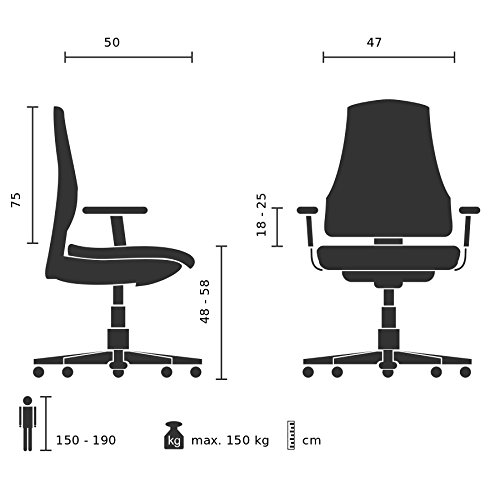 hjh OFFICE 600985 Silla de Oficina VITORO Piel sintética Negro Silla Escritorio ergonómico Elegante