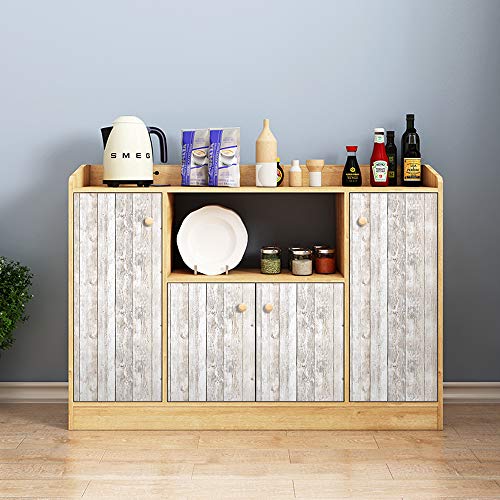 Hode Vinilos Decorativos Actualización Grano Madera Vinilo Texturizada Etiqueta Autoadhesiva Liner Respaldo Pegajoso Rollo Papel Tapiz para Puerta Cocina Bañ Papel Adhesivo para Muebles 45x300cm