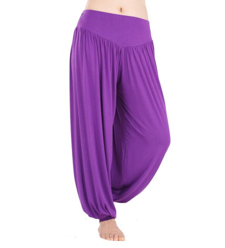 Hoerev Pantalón ancho de Yoga, tejido elástico muy suave, Blanco