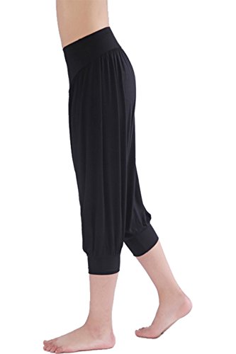 Hoerev - Pantalones capri para mujer, muy suaves, modales, elastano, para yoga, pilates, capri - Morado - XXXL