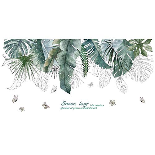 Hojas Pegatina de Pared Hoja de Palma Stickers Planta Tropical Calcomanías Cartel para Decoración Hotel Tienda Ventana Dormitorio Pared de Sala 52 * 109CM