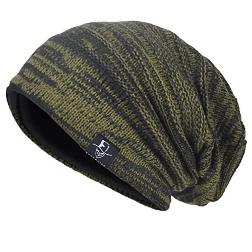 Hombre Flexible Gorros de Punto Tejer Casquete Artísticos Sombreros (Verde)