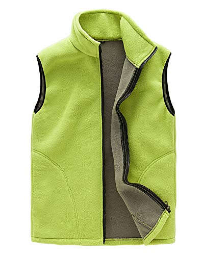 Hombre/Mujer Invierno cálido Chaleco Forro Polar Softshell al Aire Libre Bodywarmer Gillet Cómodo Chaqueta sin Mangas con Bolsillos Mujeres Fruta Verde XS