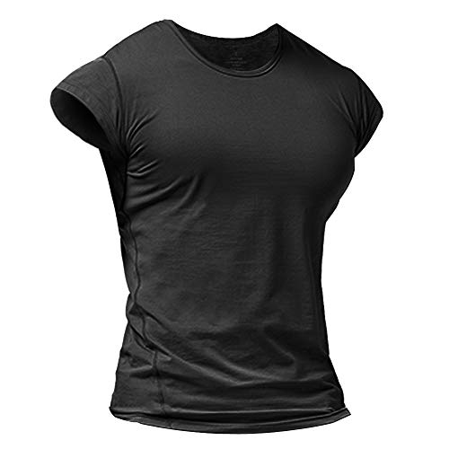 Hombres Atlético Playeras Camisetas Corto Manga Músculo Cortar para Culturismo Rutina de Ejercicio Formación Aptitud Tops Cuello Algodón