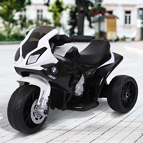 HOMCOM Compatible para Electric Motobicicleta para Niños 18-36 Meses con Faros Música Batería de 6V Negro BMW S1000RR