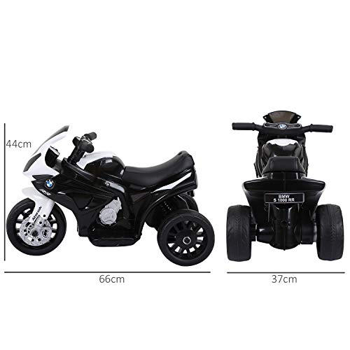 HOMCOM Compatible para Electric Motobicicleta para Niños 18-36 Meses con Faros Música Batería de 6V Negro BMW S1000RR