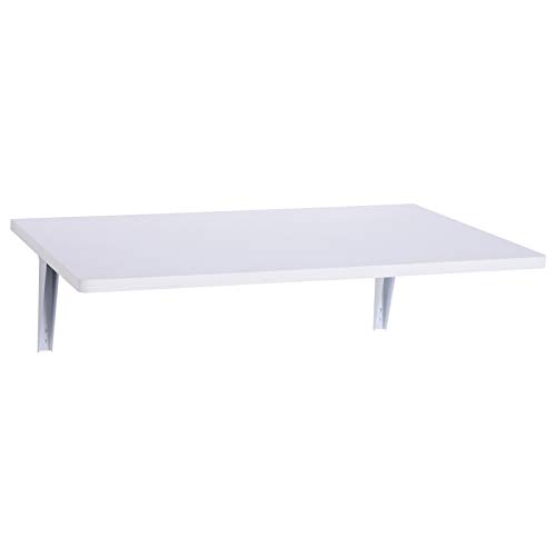 HOMCOM Mesa Plegable de Pared para Cocina y Comedor 60x40x20cm Mesa Auxiliar Color Blanco