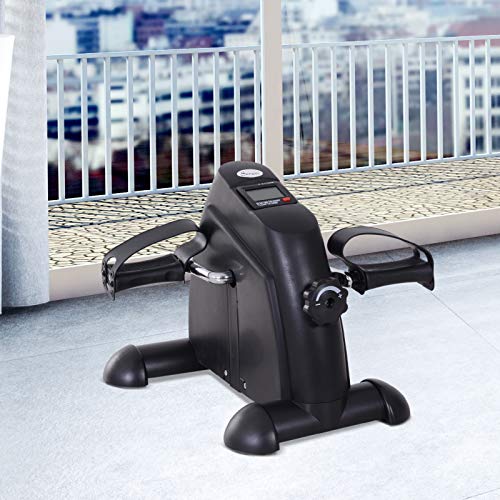 HOMCOM Minibicicleta Estática Pedalier Aparato de Ejercicios Brazos y Piernas Resistencia Ajustable Pantalla LCD 39x40x31cm