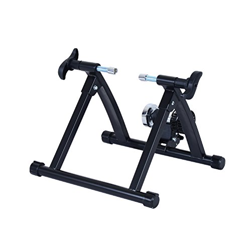 HOMCOM Rodillo Entrenamiento Bicicleta Acero Cicloentrenador Negro Bici Interior Ciclismo