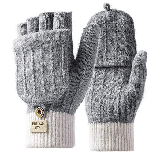 Homealexa Guantes Invierno para Mujer y Hombre, Guantes Unisex Mitones de Lana de Punto Caliente Manoplas con Mitten Cover