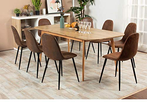 Homy Casa Dining Chairs Set de 4 sillas de Comedor Scandinavian Suede Retro Vintage Brown