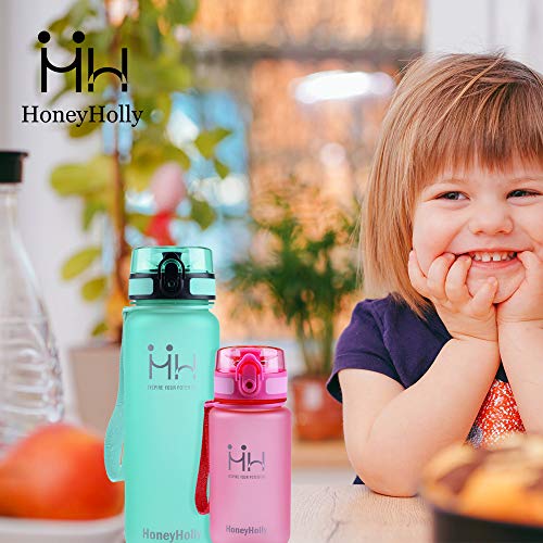 HoneyHolly Botella de Agua Deportes 350ml/500ml/800ml/1000ml/1500ml Sin Bpa & Apertura con un Solo botón Reutilizable Filtro Botella Gimnasio Tritan Plástico para Niños, Sport, Gimnasio, Trekking