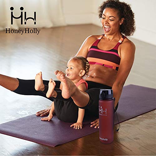 HoneyHolly Botella de Agua Deportes 350ml/500ml/800ml/1000ml/1500ml Sin Bpa & Apertura con un Solo botón Reutilizable Filtro Botella Gimnasio Tritan Plástico para Niños, Sport, Gimnasio, Trekking