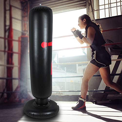 Hongzer Columna de Boxeo Inflable, 160 cm de Altura PVC Fitness Hit Sandbag Adultos Niños Columna Inflable Tumbler Saco de Boxeo, Boxing Gym Equipment