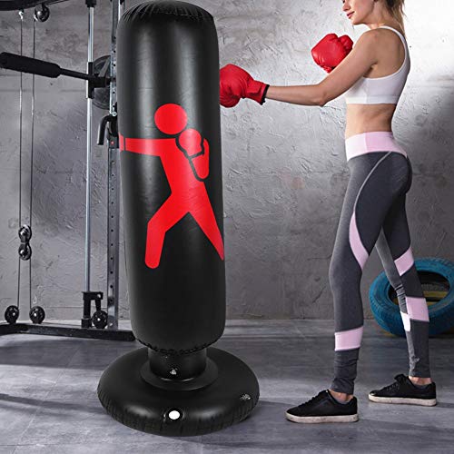 Hongzer Columna de Boxeo Inflable, 160 cm de Altura PVC Fitness Hit Sandbag Adultos Niños Columna Inflable Tumbler Saco de Boxeo, Boxing Gym Equipment