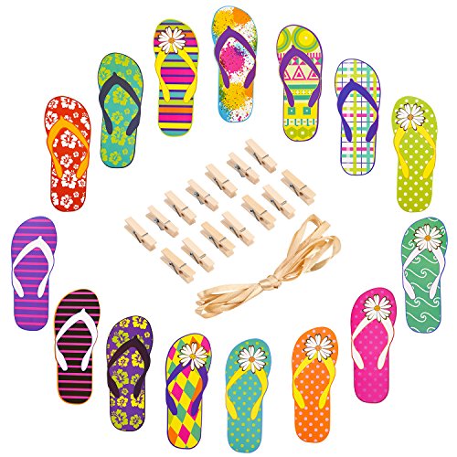 HOWAF Hawaii Tropical Banderines Banderas de Hibiscus Flores Chanclas Guirnalda Kit para Decoración Colgante de Fiesta Hawaiian Luau Party Verano Selva Playa