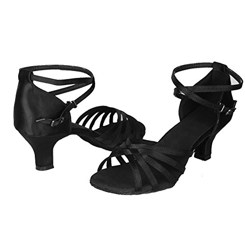 HROYL Zapatos de Baile Latino Mujer Salsa Tango Bachata Vals Zapatos de Baile de Salon,213-Negro-5,EU 38